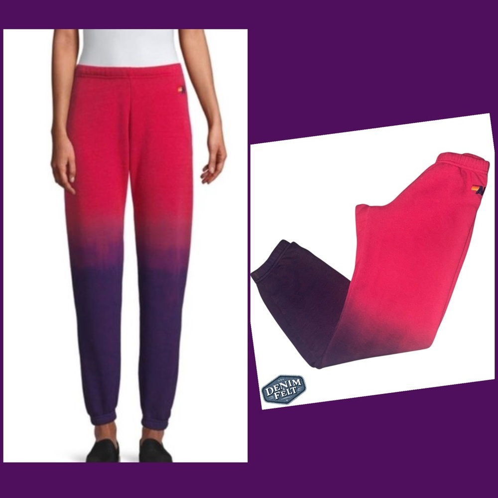 Aviator Nation Womens Pink Purple Ombre Relaxed Fit Sweatpants Joggers XS